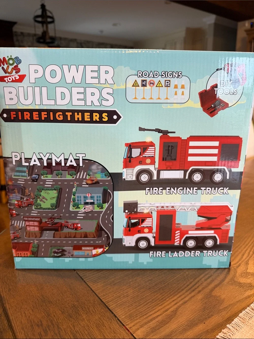 NEW! MÖBIUS 125-Piece Red Kids Fire Truck Playset with Playmat